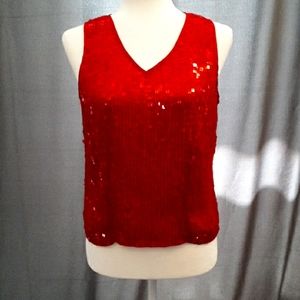 Alfani sequined hot red tank